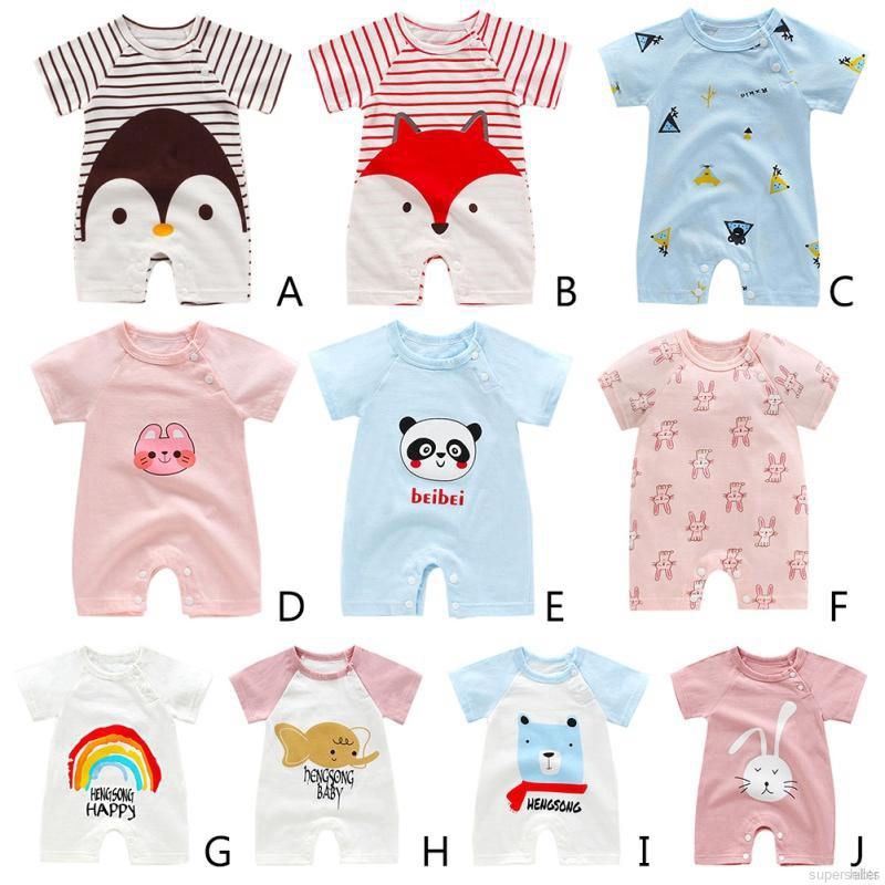 Jumpsuit Tay Ngắn Họa Tiết Hoạt Hình Đáng Yêu Dành Cho Bé
