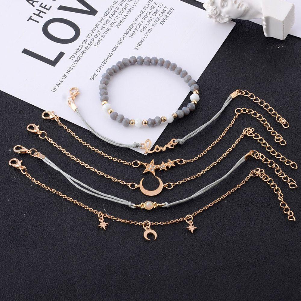 YVE Set 6 Vòng Tay Đính Đá Phong Cách Retro Cho Nữ