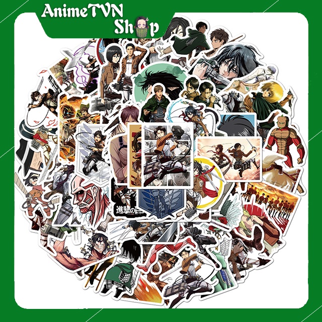 Miếng dán Sticker anime Attack on Titan (Tấn Công Người Khổng Lồ) trọn bộ 80 hình - In rõ ràng sắc nét khó tróc