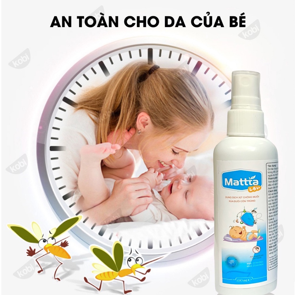 Xịt Chống Muỗi, Tinh Dầu Đuổi Côn Trùng Matta Chiết Xuất Từ Thảo Dược Bảo Vệ Suốt 8h ( Chai 100ml )