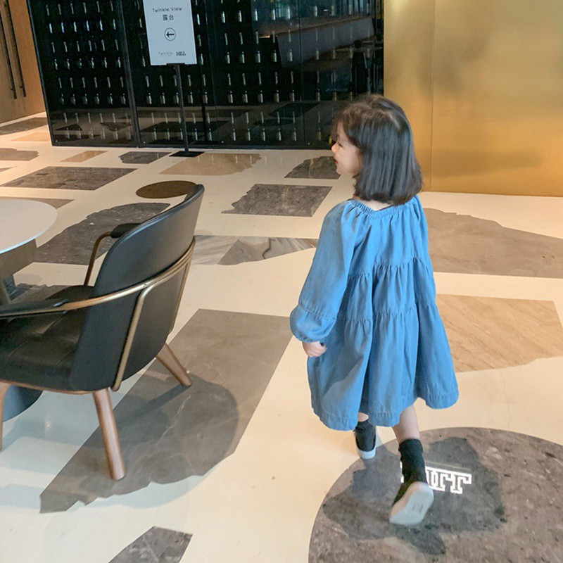 Đầm Denim Dài Tay Cho Bé Gái