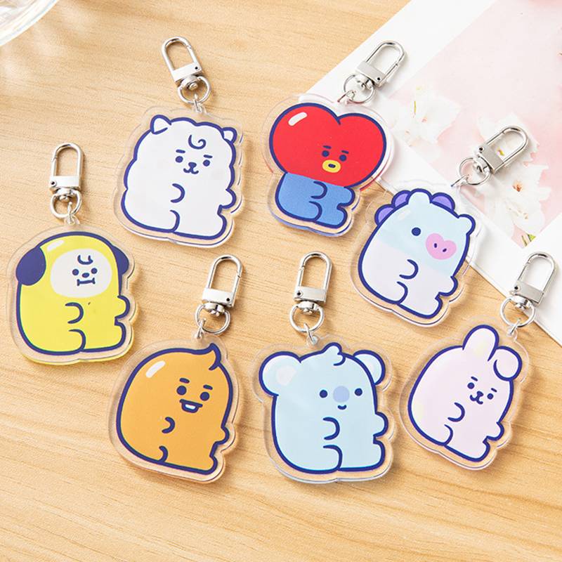 Móc Khóa Hai Mặt Họa Tiết BT21 KPOP 2021 Xinh Xắn