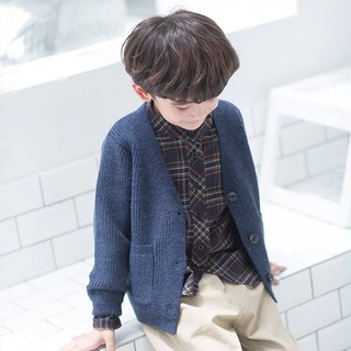 Bé trai Áo len Cardigan dày Áo khoác trẻ em Áo khoác dệt kim cổ chữ V nam và nữ