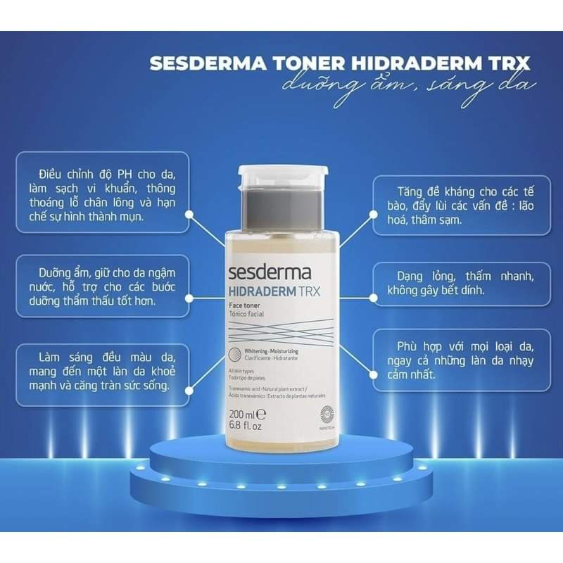 Nước hoa hồng Sesderma Hidraderm TRX Face Toner dưỡng ẩm và làm sáng da 200ml