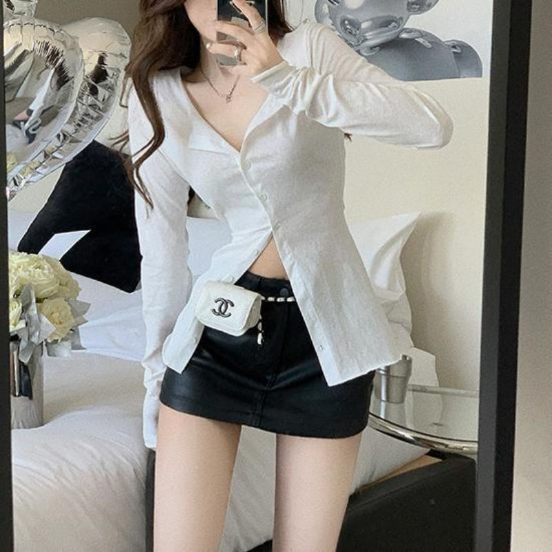 Pure Desire Áo Sơ Mi Tay Dài Ôm Eo Chống Nắng Thoáng Khí Phong Cách Mùa Thu Mới Dễ Phối Đồ Cho Nữ