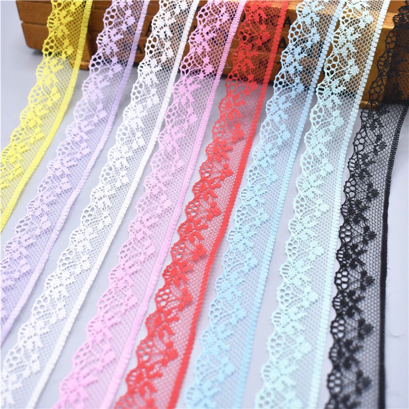 Cuộn Vải Ren Cotton 10M 2cm Màu Trắng Dùng Làm Đồ Thủ Công DIY