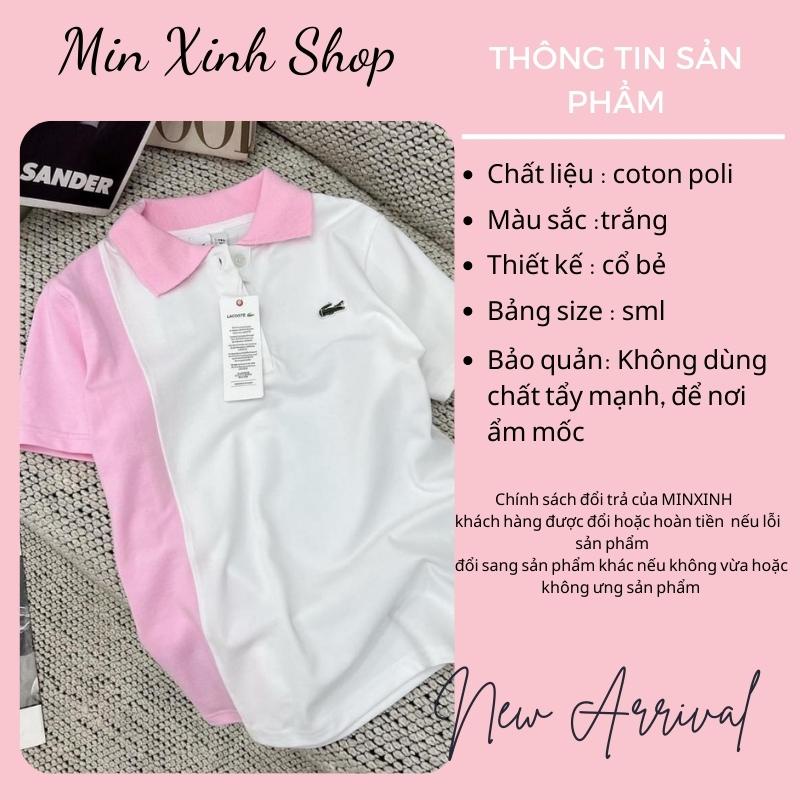 Áo polo nữ có cổ thiết kế đơn giản phối màu trắng hồng chất vải co dãn 4 chiều lên phom tôn dáng chất đẹp Minxinh shop