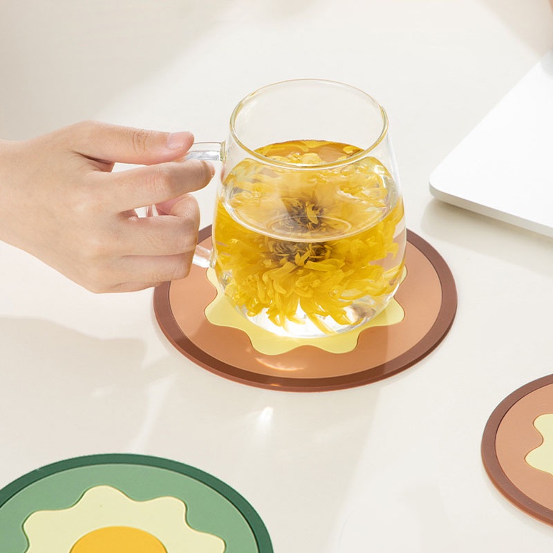 Miếng Lót Bàn Ăn Cách Nhiệt Chống Thấm Nước Họa Tiết Trứng Ốp La Dễ Thương