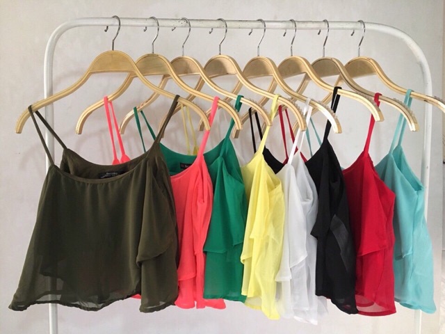 áo Bershka croptop 2 dây voan