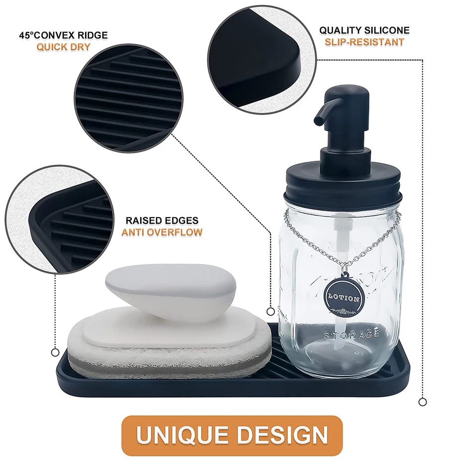 Khay Đựng Xà Phòng/Miếng Rửa Chén Bằng Silicone Thiết Kế Thoát Nước Tiện Dụng Cho Nhà Bếp