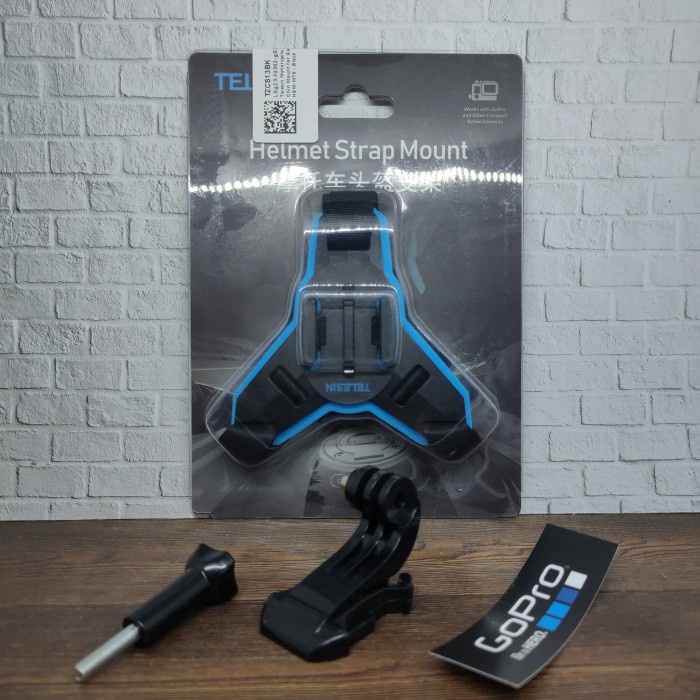 TELESIN Dây đai gắn mũ bảo hiểm cho Gopro Yi Kogan Action Cam - Màu xanh dương | BigBuy360 - bigbuy360.vn