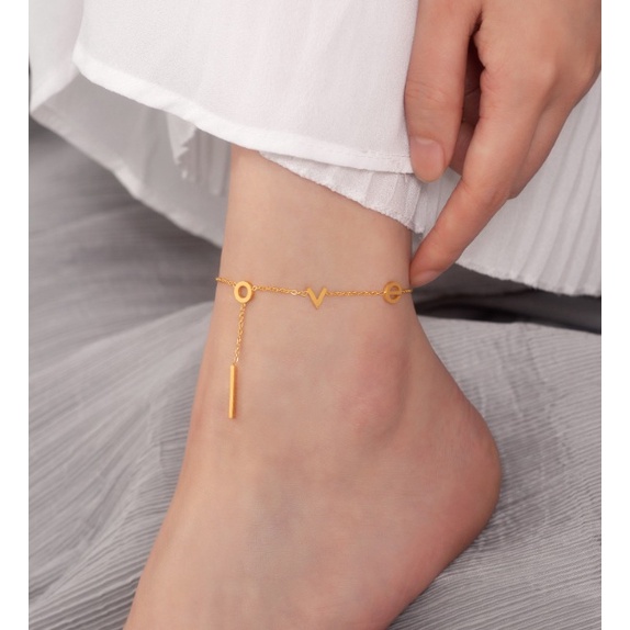 Lắc chân nữ titan LOVE O1-102 - CAM KẾT KHÔNG GỈ, KHÔNG BAY MÀU - BẢO HÀNH 12 THÁNG