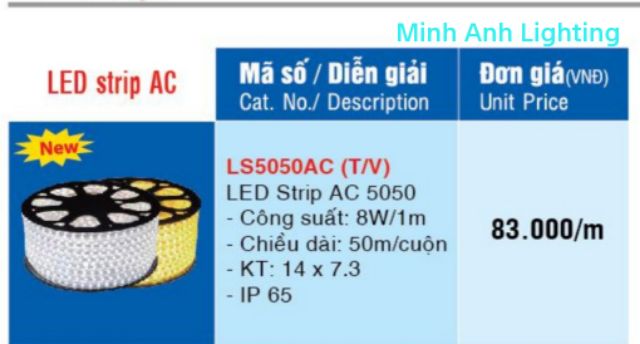 Dây LED 5050 MPE Cuộn 50M + Tặng kèm 5 Đầu Nguồn