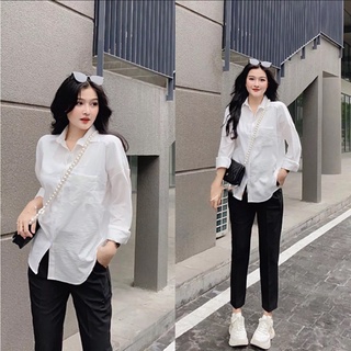 Áo sơ mi tay dài form rộng basic