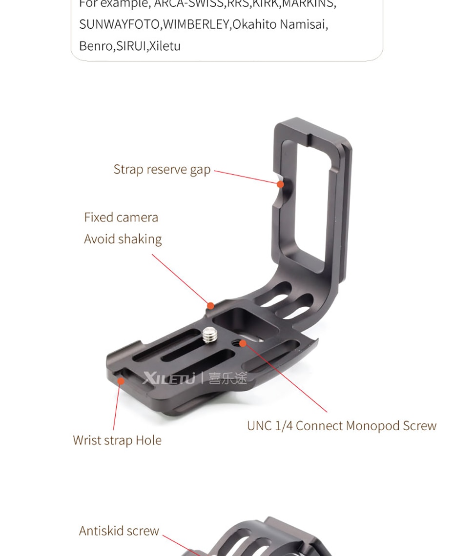 in stockXILETU LB-D810L L Type Professional Bracket Tripod Quick Release Plate Head Base Handle Grip for Nikon D800 D800E D810 Camera