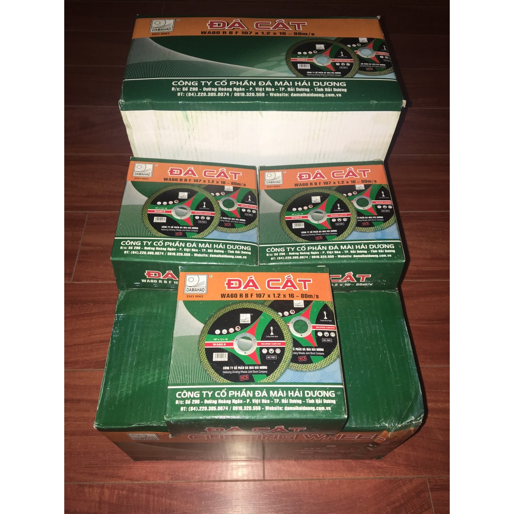 Đá cắt sắt Hải Dương xanh hộp 25 viên phi 100