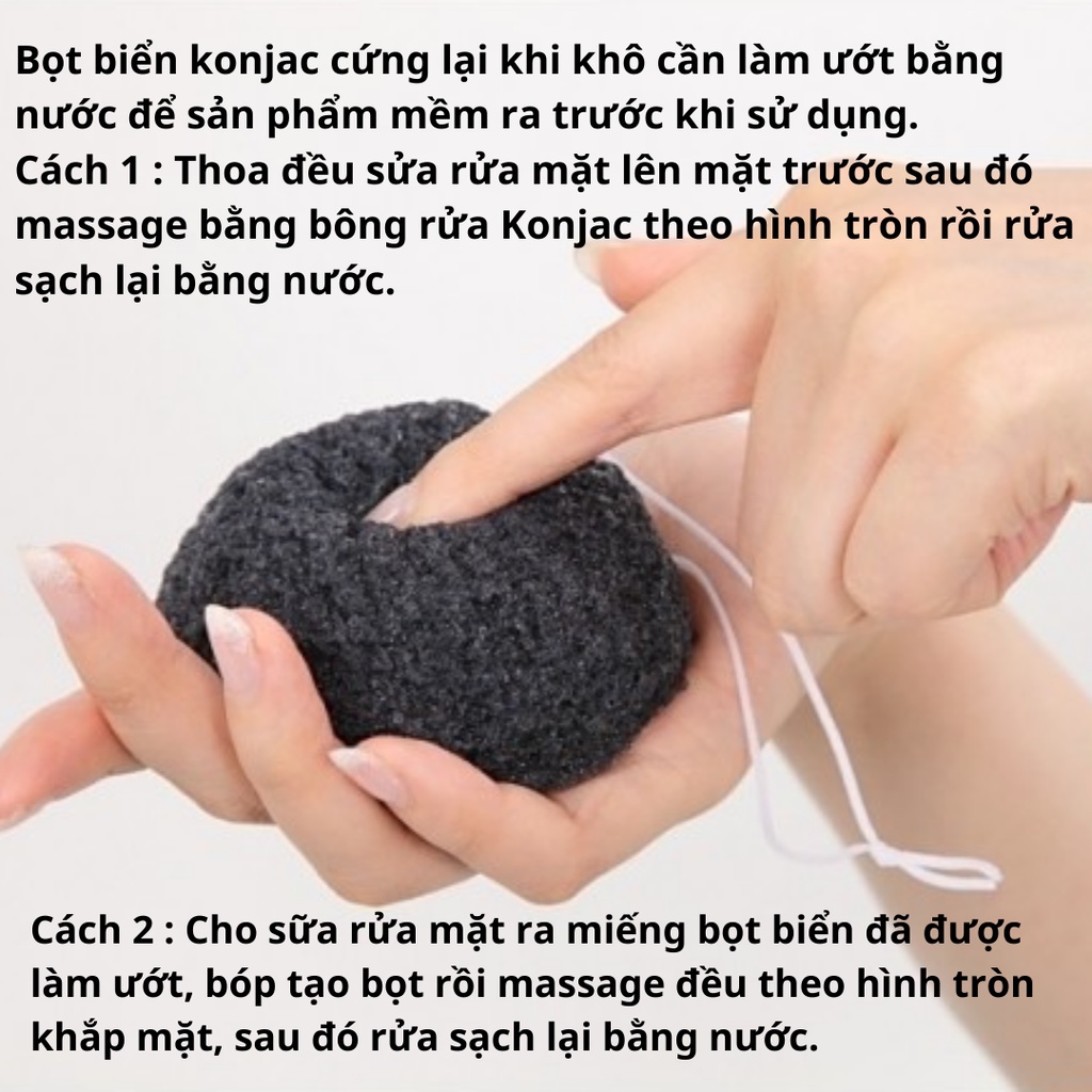 Bông mút nở rửa mặt bọt biển tẩy tế bào chết, làm sạch sâu chân lông Konjac