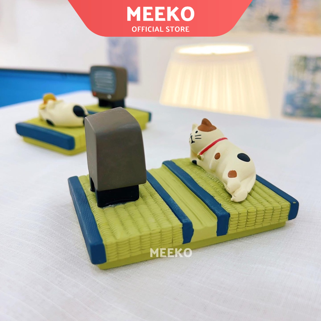 Giá đỡ điện thoại mèo Lazy Cat, Decor bàn làm việc  MEEKO