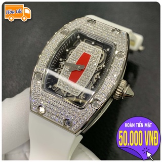 Đồng Hồ Nữ RM Mặt Đính Đá, Pin Giả Cơ Lộ Máy Nhật 28mm,  Chống Nước 5ATM [BẢO HÀNH 18 THÁNG - 1 ĐỔI 1 TRONG 15 NGÀY]