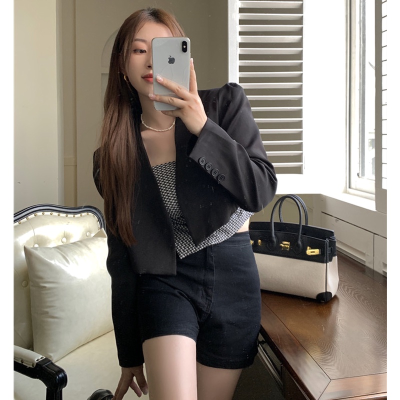 Áo khoác dáng ngắn phong cách mùa thu thời trang thanh lịch cho nữ