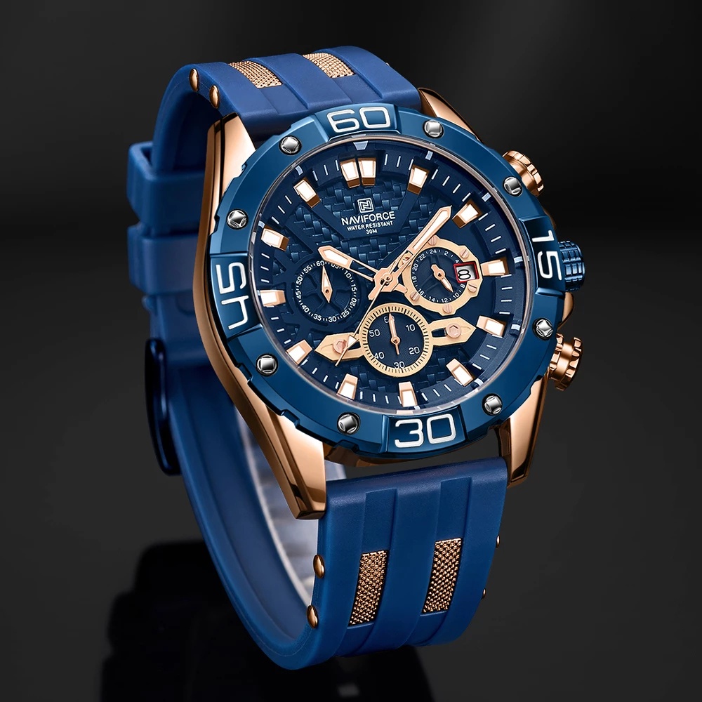 Đồng Hồ Quartz NAVIFORCE Chống Thấm Nước Với Dây Đeo Da 8019T
