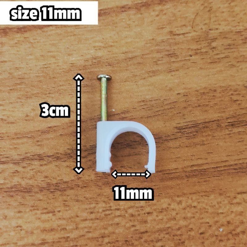 [60 cái] 10 bịch móc đóng dây điện 11mm, 1 bịch có 6 cái