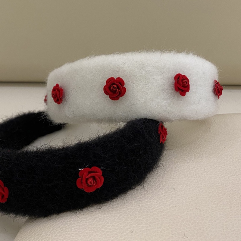 Flgo Băng Đô Cài Tóc Bằng Vải Lông Bền Màu Với Hoa Hồng Đỏ Trang Điểm Cho Nữ