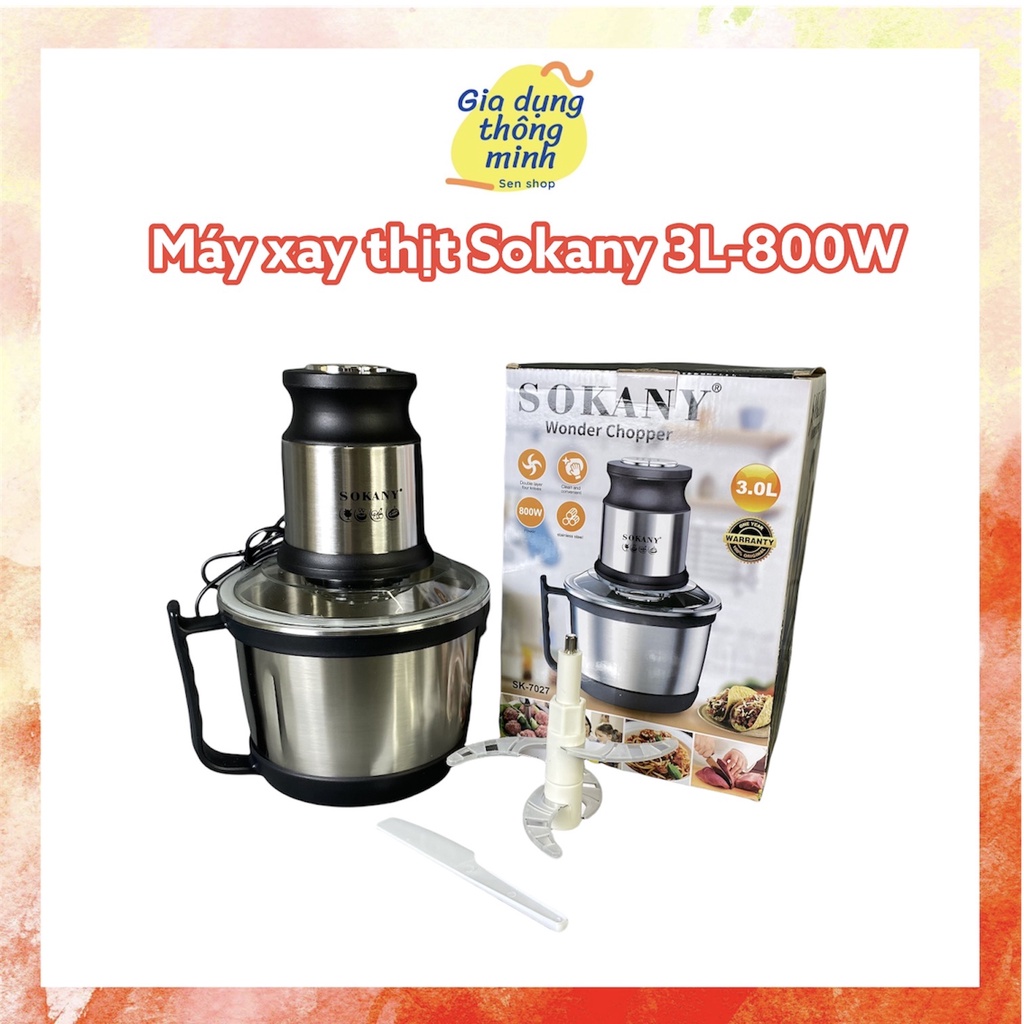 Máy Xay Thịt SOKANY Cối Thủy Tinh, Cối INOX 2L,3L công suất lớn 400-800W - Avita