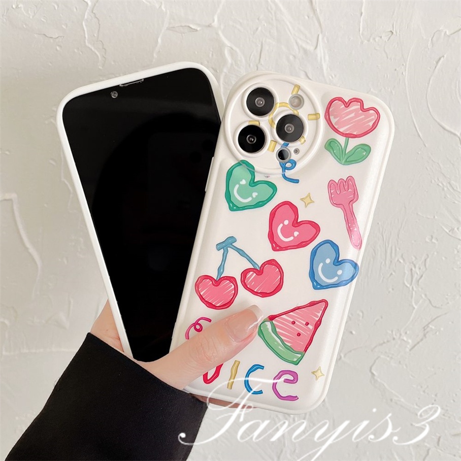 Ốp Điện Thoại TPU Mềm Đệm Khí In Hình Trái Tim Hoạt Hình Cho iPhone 14 13 12 11 Pro Max X XR Xs Max 8 7 6 6s Plus SE 2020