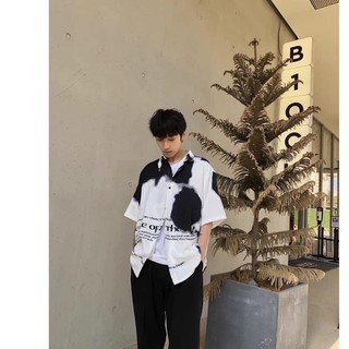 Áo sơ mi tay lỡ unisex CÂU TRUYỆN NGẮN màu trắng đen cực hot