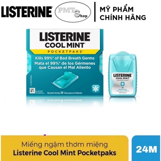 [USA] Phim ngậm thơm miệng Listerine Cool Mint 24 miếng khử mùi bỏ túi tiện lợi - Mỹ