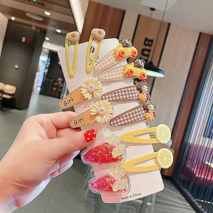 Set 12 Kẹp Tóc Hoạt Hình Dễ Thương Cho Bé Gái