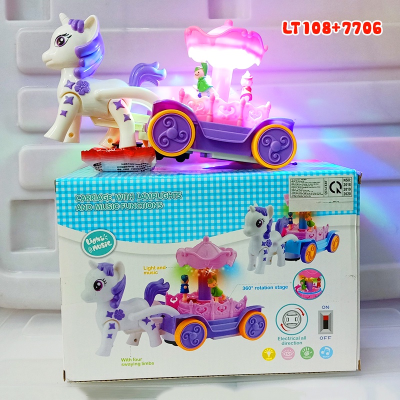 ĐỒ CHƠI NGỰA PONY KÉO XE CAO CẤP
