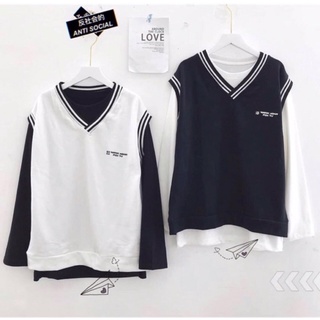 Áo gile viền 2 sọc trắng/đen 🎶/nam nữ unisex