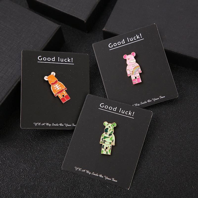Ghim cài áo QIHE JEWELRY hình gấu hoạt hình đáng yêu