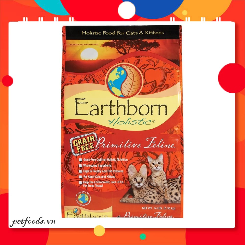 Hạt cho mèo EARTHBORN Primitive Feline 50g vị Gà, Cá Hồi &amp; Cá Trích