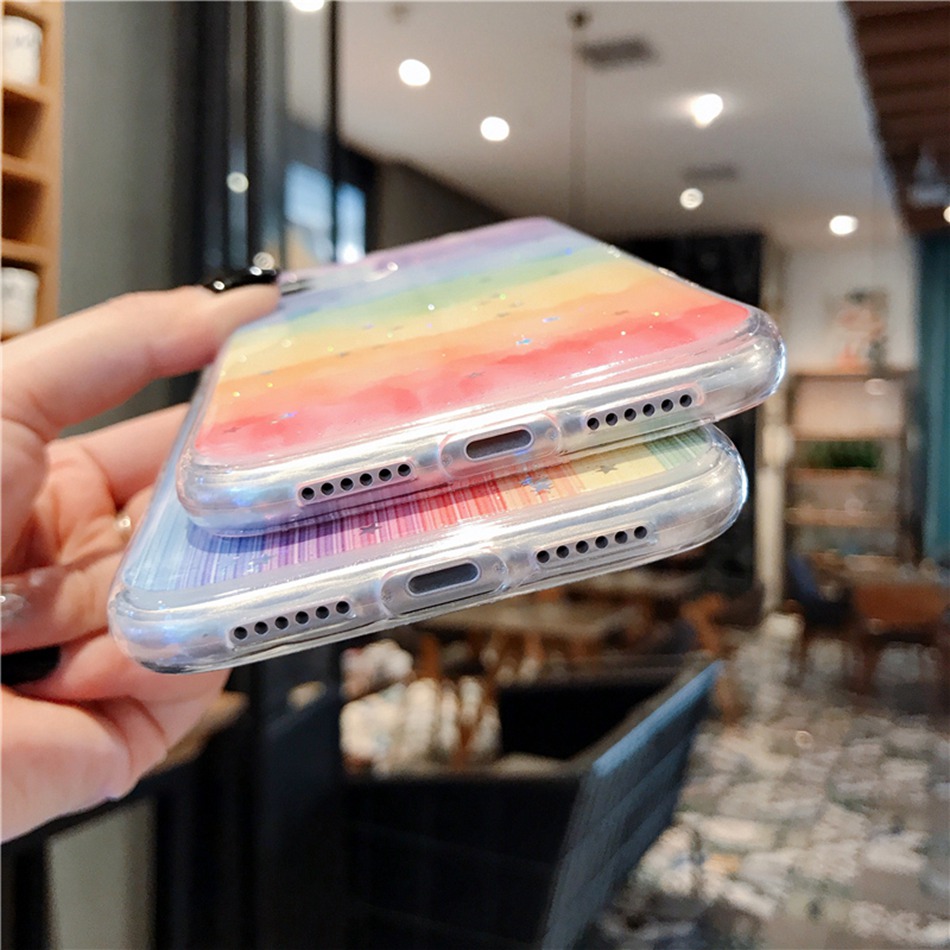 OPPO A31 2020 A5 A9 2020 A59 A59s F1s A5s A3s F15 A91 Reno 3 F9 Pro A83 Rainbow Gradient Glitter Epoxy Silicone TPU Soft Phone Case