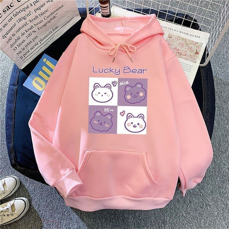 Áo Hoodie In Hình Chú Gấu May Mắn Phong Cách Hàn Quốc Cho Nam Và Nữ