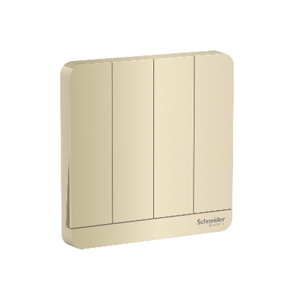 Bộ công tắc 1,2,3,4 - 16A  màu vàng ánh kim có đèn Led AvatarOn Schneider