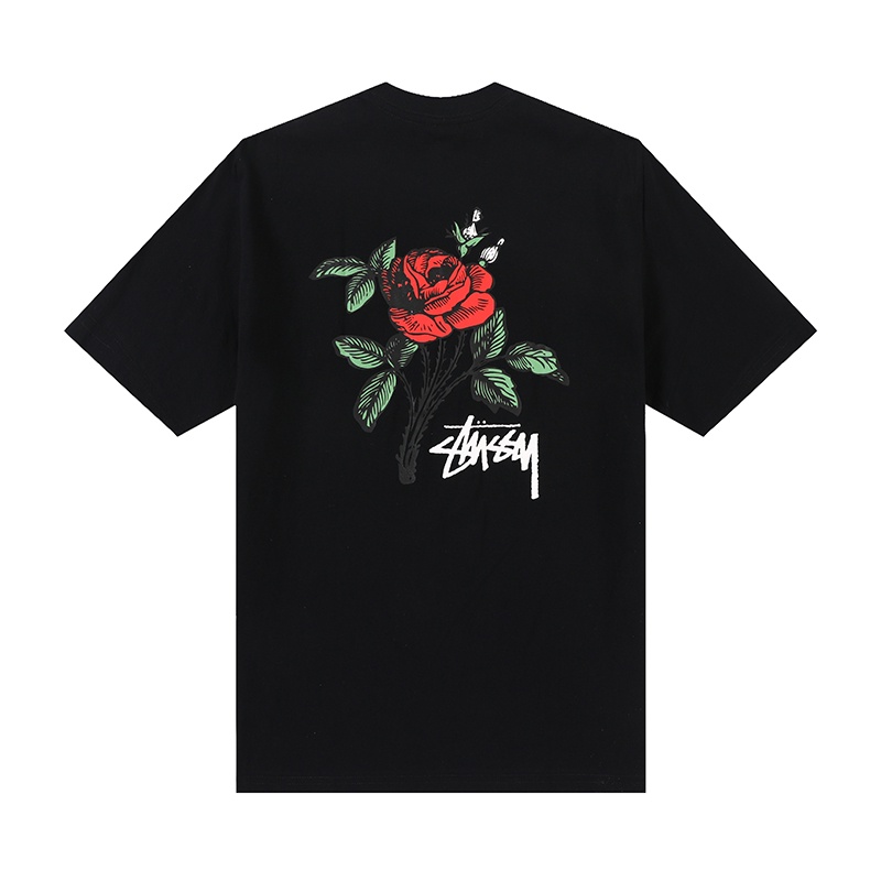 Áo Thun Stussy Tay Ngắn Dáng Rộng In Hình Hoa Lá Thời Trang Cho Cặp Đôi