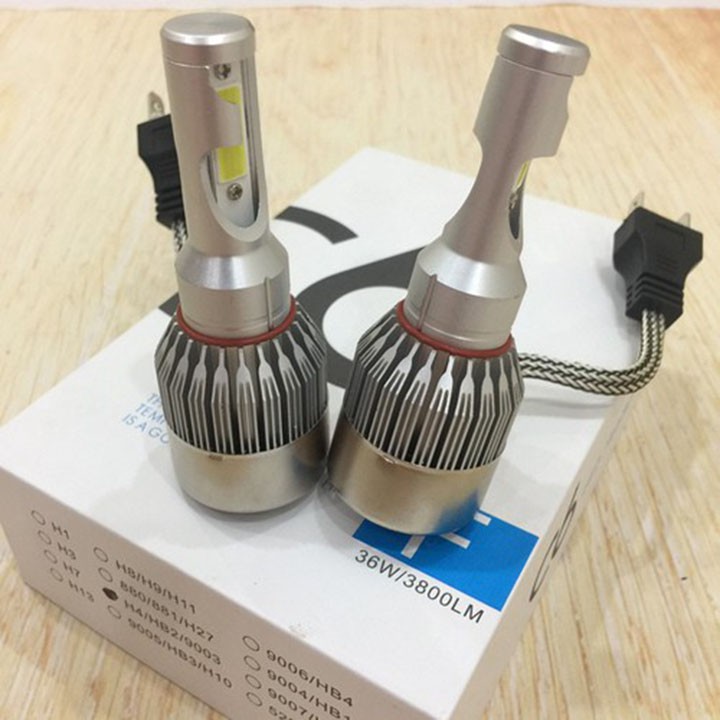 Đèn pha C6 2 tim chân H4, đèn pha led 2tim lắp cho xe ga xe số, ánh sáng Ưu việt BẢO HÀNH 3 THÁNG