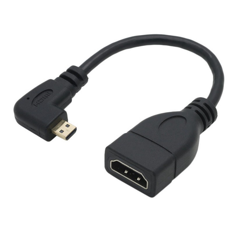 2PCS HDMI Adapter Cable 90 Degree Angle Elbow Micro-HDMI Male to HDMI