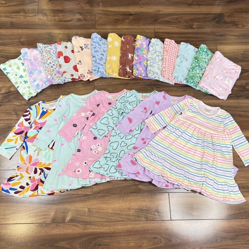 váy dài tay 3 tầng bé gái cotton (10-20kg)