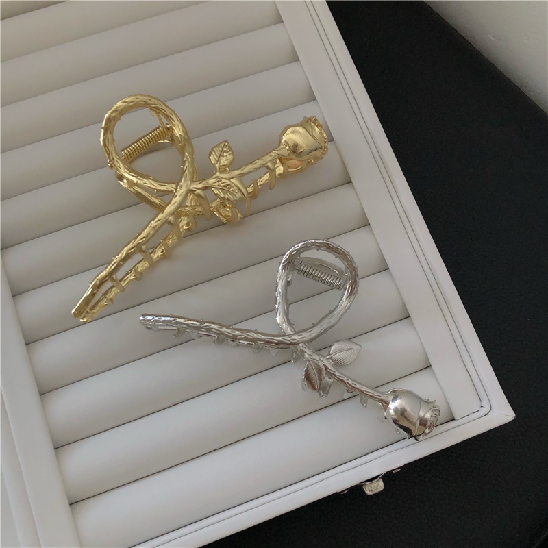 Kẹp Tóc Kim Loại Hình Hoa Hồng Thanh Lịch Phong Cách retro