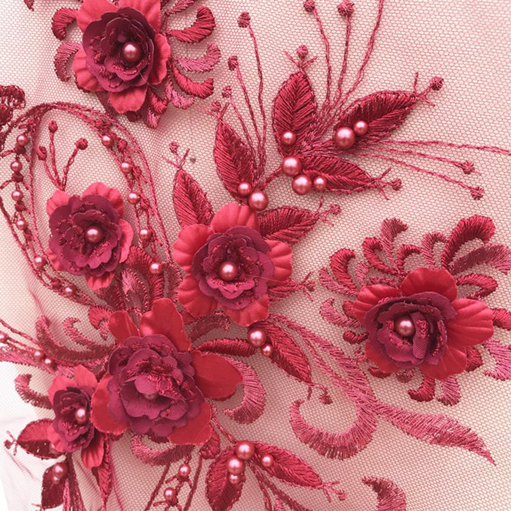 Mảnh lưới hoa ren 3D trang trí áo cưới