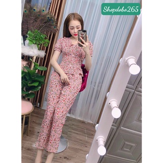 Đồ bộ nữ,đồ ngủ mặc nhà vải lụa họa tiết hoa nhí siêu xinh.