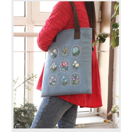 Combo Kit thêu tay trang trí DIY Bộ kit thêu Cherish túi tote Handmade  ZEN HANDMADE