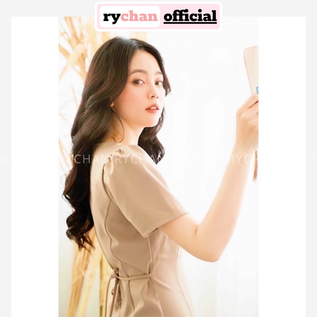 Đầm Nữ Dự Tiệc Tay Ngắn Bo Eo Nút Dừa Thanh Lịch, Đầm Kem Cổ Thuyền Cực Đẹp Của Năm [ẢNH THẬT CUỐI] - DX9771.