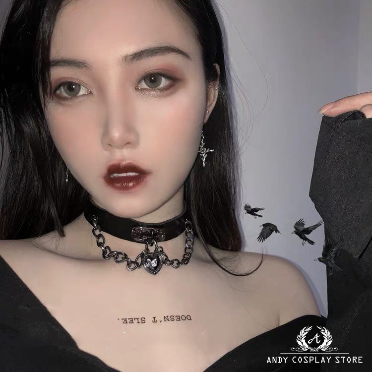 [CÓ SẴN] Choker cổ xích trái tim đặc đính đá