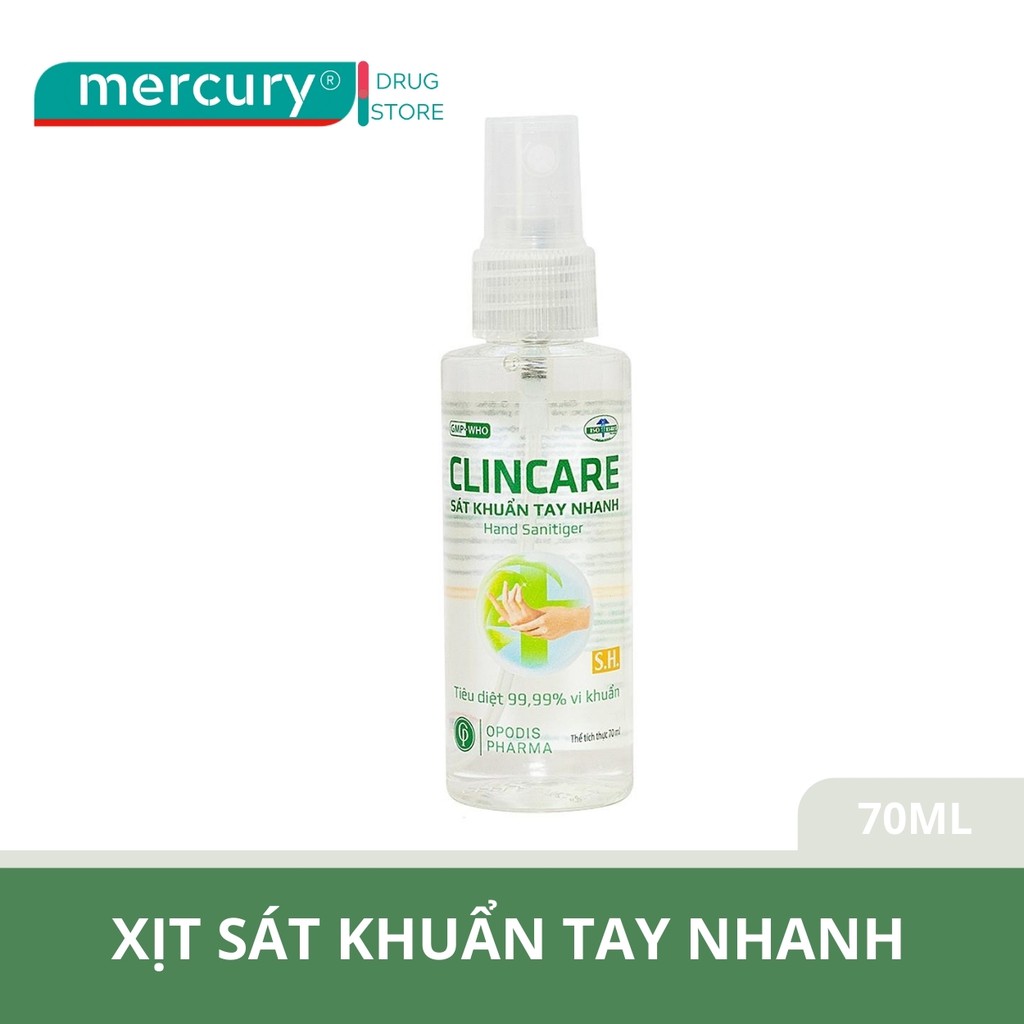 Xịt Sát Khuẩn Tay Clincare S.h Opodis 70Ml